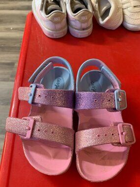Little Girl's Size 8 Cat & JackPink and Blue Sparkle Sandals.